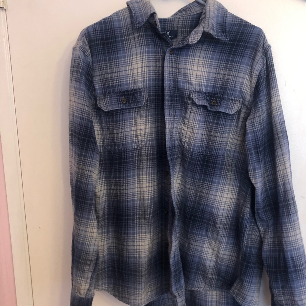 🌺 George Blue and White Flannel